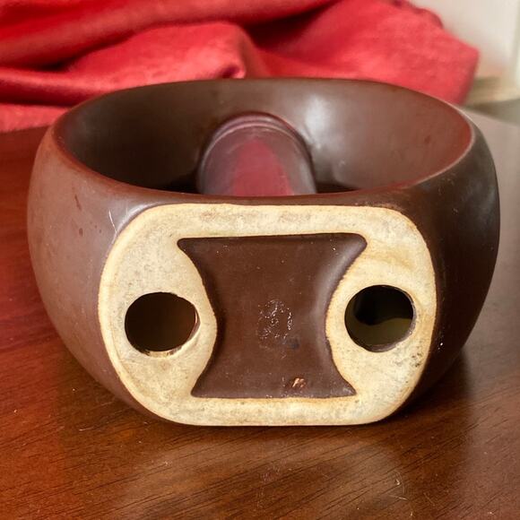 Mid Century Modern Brown Donut Vase Fall Autumn Minimalist Propagation Ikebana - Picture 6 of 10